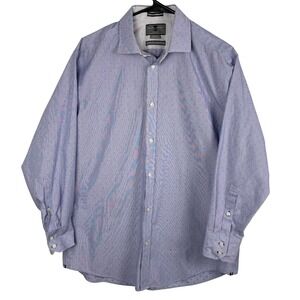 Black Brown 1826‎ Mens Slim Fit Non Iron Blue Dotted Dress Shirt 16.5 32